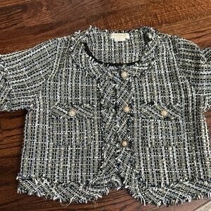 Chic Tweed Short Sleeve Jacket